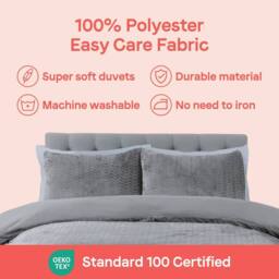 Rapport Home Chevron Faux Teddy Polyester Fleece Duvet Cover Set with Pillowcase in Silver - Size: Single - thumbnail 7