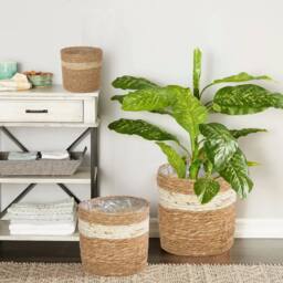 SPETLEK Natural Seagrass Indoor Planter Storage Basket Flower Pot Medium - thumbnail 3