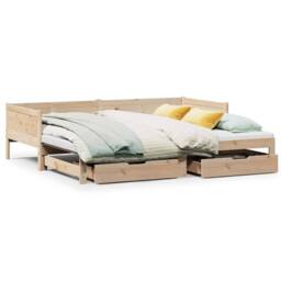Berkfield Home Versatile Daybed with Trundle & Drawers without Mattress 90x190 in Light Tan - thumbnail 3