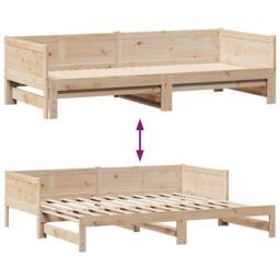 Berkfield Home Versatile Daybed with Trundle & Drawers without Mattress 90x190 in Light Tan - thumbnail 8