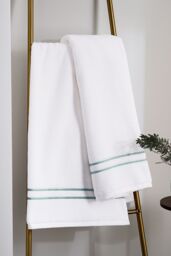 1951 'Murano Hotel' Cotton Towel in Green - thumbnail 2