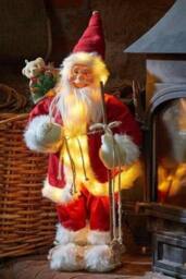 Marco Paul 30cm Pre-Lit Santa Claus Christmas Decoration in Red - thumbnail 1