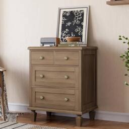 VOGREX Vintage 4 Drawer Dresser for Home Bedroom Wood in Brown - thumbnail 7