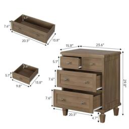 VOGREX Vintage 4 Drawer Dresser for Home Bedroom Wood in Brown - thumbnail 2