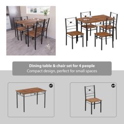 Home Discount Vida Designs Roslyn 4 Seater Dining Set Kitchen Dining Set in Brown - thumbnail 3