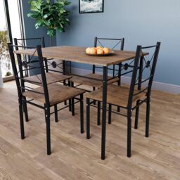 Home Discount Vida Designs Roslyn 4 Seater Dining Set Kitchen Dining Set in Brown - thumbnail 1