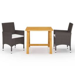 Berkfield Home Beautiful 3 Piece Garden Dining Set with Cushions Brown - thumbnail 2