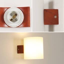 Pheashine Wooden Wall Sconce with Glass Shade, 4W 3-Color Light, E27, Nordic in Brown - thumbnail 4