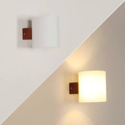 Pheashine Wooden Wall Sconce with Glass Shade, 4W 3-Color Light, E27, Nordic in Brown - thumbnail 3