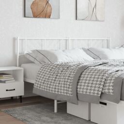 Berkfield Home Metal Headboard White 200 cm - thumbnail 1