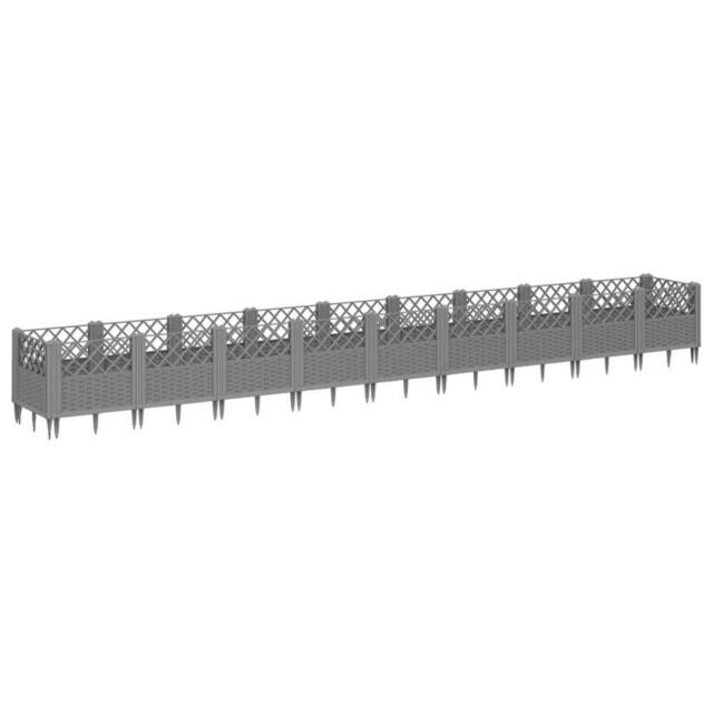 Berkfield Home Garden Planter with Pegs Light Grey 363.5x43.5x43.5 cm PP - image 1