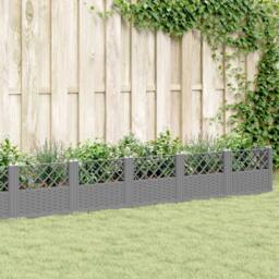 Berkfield Home Garden Planter with Pegs Light Grey 363.5x43.5x43.5 cm PP - thumbnail 2