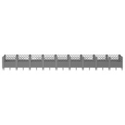 Berkfield Home Garden Planter with Pegs Light Grey 363.5x43.5x43.5 cm PP - thumbnail 3
