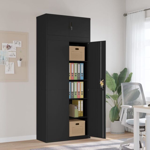 Berkfield Home File Cabinet Black 90x40x220 cm Steel - Size: 90 x 40 x 220 cm - image 1
