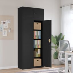 Berkfield Home File Cabinet Black 90x40x220 cm Steel - Size: 90 x 40 x 220 cm - thumbnail 1