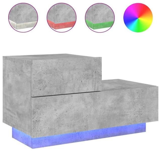 Berkfield Home Bedside Cabinet with LED Lights Concrete Grey 70x36x40.5 cm - image 1