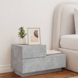 Berkfield Home Bedside Cabinet with LED Lights Concrete Grey 70x36x40.5 cm - thumbnail 3