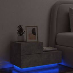 Berkfield Home Bedside Cabinet with LED Lights Concrete Grey 70x36x40.5 cm - thumbnail 2