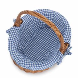 Red Hamper Cotton Lined Wicker Double Steamed Oval Shopping Basket in Blue - thumbnail 2