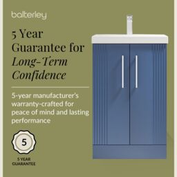 Balterley Floor Standing 2 Door Vanity Unit - Thin-Edge Basin 500mm, Satin Blue - thumbnail 6