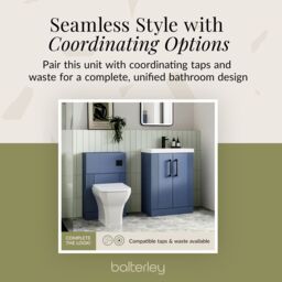 Balterley Floor Standing 2 Door Vanity Unit - Thin-Edge Basin 500mm, Satin Blue - thumbnail 7