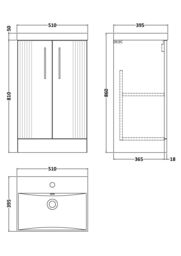 Balterley Floor Standing 2 Door Vanity Unit - Thin-Edge Basin 500mm, Satin Blue - thumbnail 8