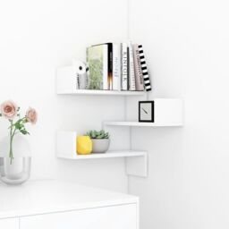 Berkfield Home Wall Corner Shelf White 40x40x50 cm Engineered Wood - Size: 40 x 40 x 50 cm - thumbnail 3