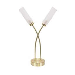ValueLights Maya 2 Way Curved Cross Over Reed Shaded Table Lamp in Gold - thumbnail 2