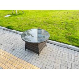 Fimous Rattan Garden Furniture 4 Seater Garden Big Round Table & Chairs in Dark Grey - thumbnail 3