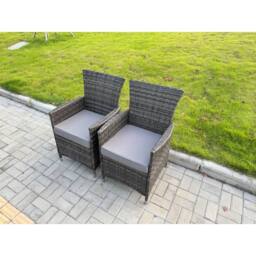 Fimous Rattan Garden Furniture 4 Seater Garden Big Round Table & Chairs in Dark Grey - thumbnail 5