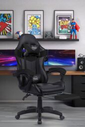 Neo Foot Turbo Massage Leather Recliner PC Gaming Chair with Footrest in Black - thumbnail 1
