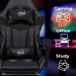 Neo Foot Turbo Massage Leather Recliner PC Gaming Chair with Footrest in Black - thumbnail 5