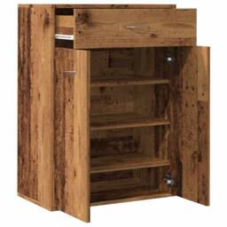 Berkfield Home Shoe Cabinet Old Wood 60x35x84 cm Engineered Wood in Brown - Size: 60 x 35 x 84 cm - thumbnail 5