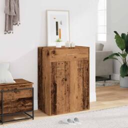 Berkfield Home Shoe Cabinet Old Wood 60x35x84 cm Engineered Wood in Brown - Size: 60 x 35 x 84 cm - thumbnail 3