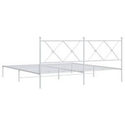 Berkfield Home Metal Bed Frame without Mattress with Headboard White 183x213cm - Size: 183x213 cm - thumbnail 6