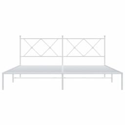 Berkfield Home Metal Bed Frame without Mattress with Headboard White 183x213cm - Size: 183x213 cm - thumbnail 4