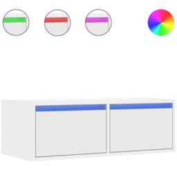 Berkfield Home TV Cabinet with LED Lights White 75x35.5x25 cm - thumbnail 1
