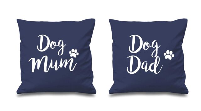 "60 SECOND MAKEOVER Dog Mum Dog Dad NavyCushion Covers 16"" x 16"" Couples Cushions Valentines Anniversary Boyfriend in Navy - Size: 40 cm x 40 cm"