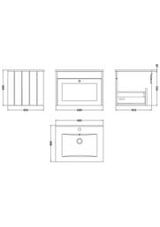 Balterley 600mm Wall Hung 1 Drawer Unit with Basin 1 Tap Hole - Pebble Grey - thumbnail 2