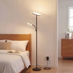 Emitto Mother & Child Floor Lamp Uplighter Adjustable Reading Light Remote in Black - thumbnail 3