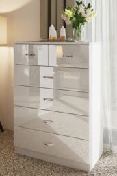 FWStyle Chilton White Gloss 6 Drawer Chest (H) 100cm (W) 70cm (D) 40cm