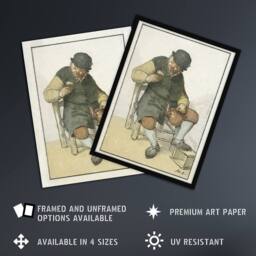 Artery8 Cornelis Ploos van Amstel Seated Farmer with Jug Framed Wall Art Print - Size: A4 - thumbnail 2