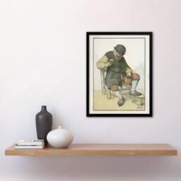 Artery8 Cornelis Ploos van Amstel Seated Farmer with Jug Framed Wall Art Print - Size: A4 - thumbnail 4
