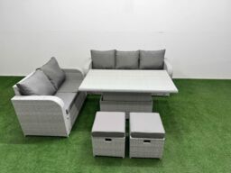 Fimous 7 Seater PE Rattan Wicker Garden Furniture Patio Conservatory Sofa Set w/ Adjustable Lifting Dining or Coffee Table 3 Seater Sofa Love Sofa 2 - thumbnail 1