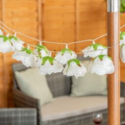 ValueLights 20pc White Floral Outdoor Garden Solar String Lights in Warm White - thumbnail 2