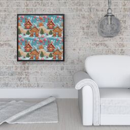 Warren Reed - Designer Christmas Gingerbread House Framed Canvas in Black - Size: w10 inch x h10 inch - thumbnail 2