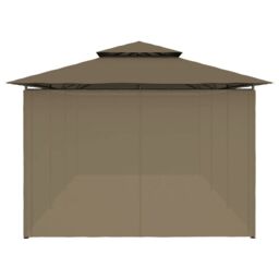Berkfield Home Gazebo with Curtains 600x298x270 cm Taupe 180 g/m ² in Beige - Size: 600 x 298 x 270 cm - thumbnail 6
