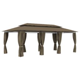 Berkfield Home Gazebo with Curtains 600x298x270 cm Taupe 180 g/m ² in Beige - Size: 600 x 298 x 270 cm