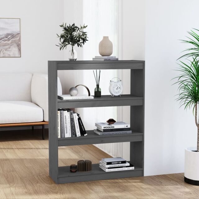 Berkfield Home Book Cabinet/Room Divider Grey 80x30x103.5 cm Solid Wood Pine - image 1