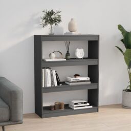 Berkfield Home Book Cabinet/Room Divider Grey 80x30x103.5 cm Solid Wood Pine - thumbnail 4